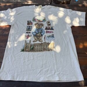 The English Teddy Bear Company Cambridge Shirt XL Cream Bear Punting Graphic